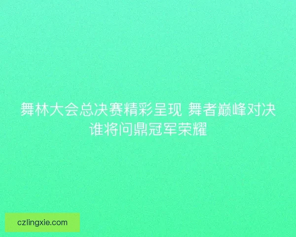 舞林大会总决赛精彩呈现 舞者巅峰对决谁将问鼎冠军荣耀